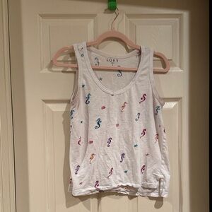 LOFT White Tank with Vibrant Seahorse Design